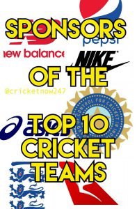 Offcial sponsors of the top cricket teams