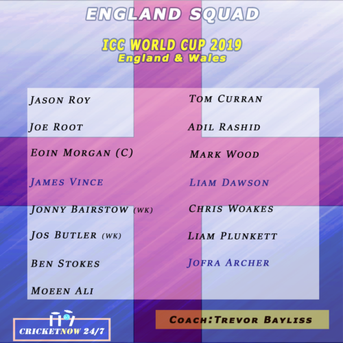 England squad for icc world cup 2019 updated may 21 2019