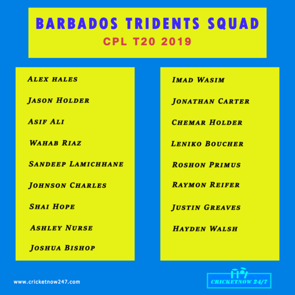 Barbados Tridents CPL 2019 squad