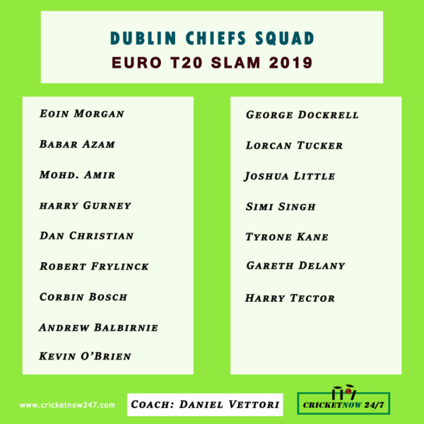 Dublin Chiefs Squad euro t20 slam 2019