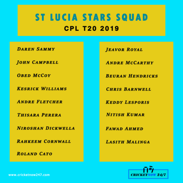 St Lucia Stars squad CPL T20 2019