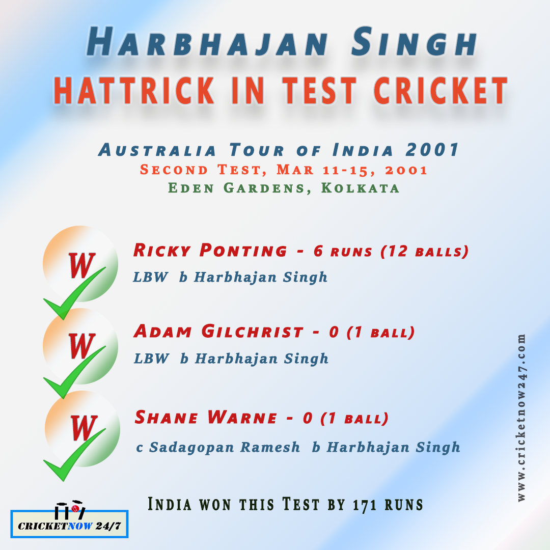 Harbhajan Singh hattrick in Test cricket vs Australia 2001