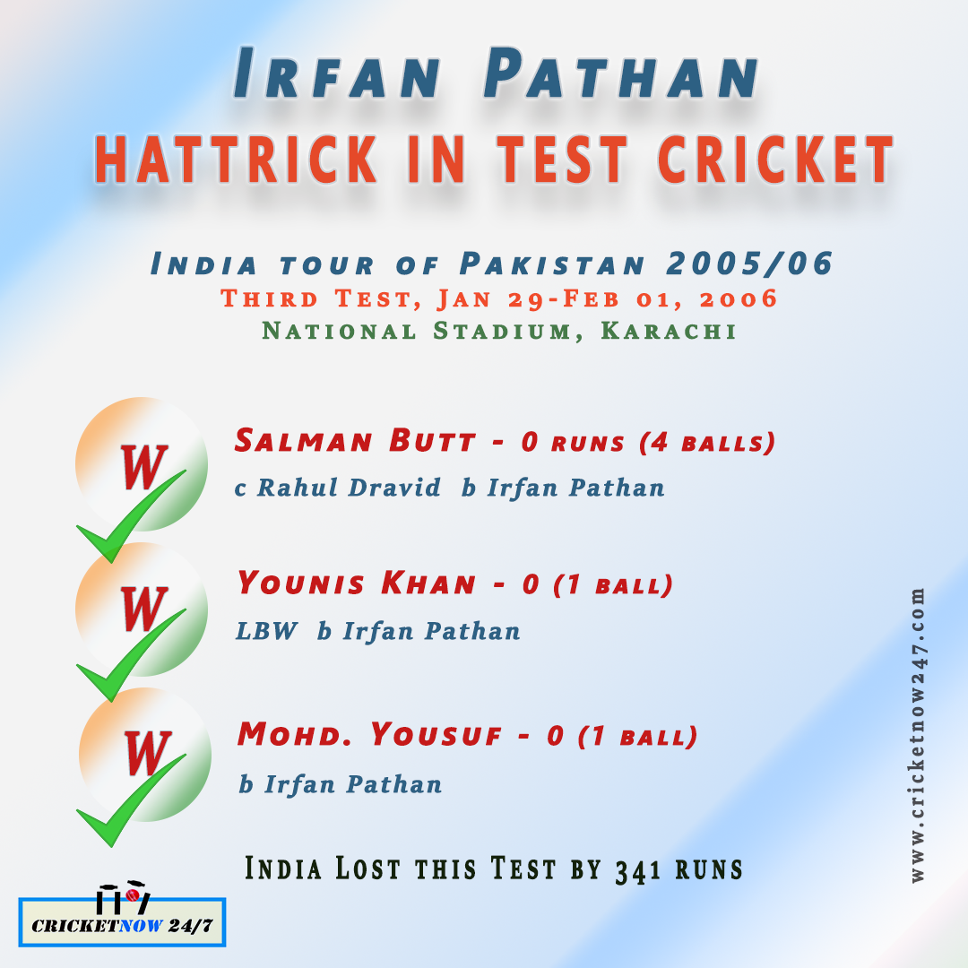 Irfan Pathan hattrick in Test cricket January 29 2006 vs Pakistan