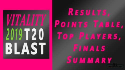 Vitality T20 Blast 2019 results points table top players finals summary