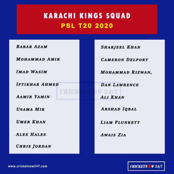 Pakistan Super League PSL 2020 Karachi Kings full squad 2
