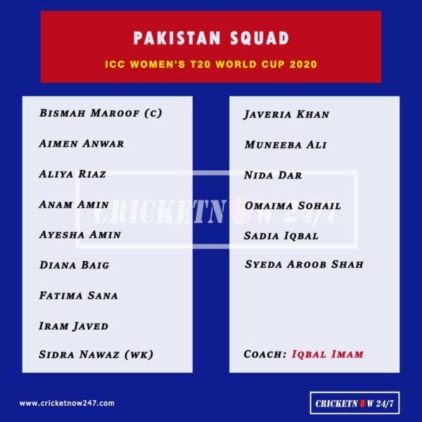 ICC Womens T20 World Cup 2020 Pakistan Womens - full squad and Pakistan women's coach