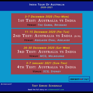 India tour of Australia 2020 21 test series schedule